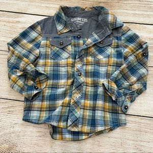 Genuine Kids blue and yellow plaid button down